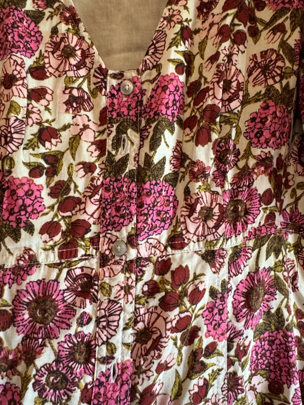 Chelsea 28 Floral Puff-Sleeve Mini Dress in Pink and Green NWT, sz S - Picture 6 of 10